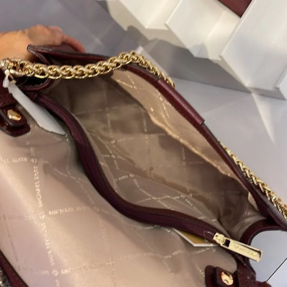 Michael Kors Sonia Medium Leather Shoulder Bag Merlot